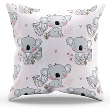 Moud's Çift Tarafı Baskılı Koala Desenli Süet Kırlent Kılıfı