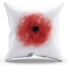 Moud's Çift Tarafı Baskılı Poppy Kırmızı-4 Desenli Süet Kırlent Kılıfı