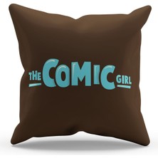 Moud's Çift Tarafı Baskılı Comic Girl Desenli Süet Kırlent Kılıfı