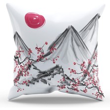 Moud's Çift Tarafı Baskılı Blossom Japan - 3 Desenli Süet Kırlent Kılıfı
