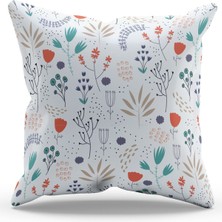 Moud's Çift Tarafı Baskılı Minimal Çiçek Desenli Süet Kırlent Kılıfı - PL914