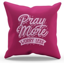 Moud's Çift Tarafı Baskılı Pembe Happy Words Desenli Süet Kırlent Kılıfı