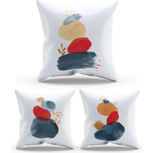 Moud's Çift Tarafı Baskılı Japon Taşı Desenli 3'lü Kombin Süet Kırlent Kılıfı