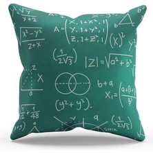 Moud's Çift Tarafı Baskılı Matematik Desenli Süet Kırlent Kılıfı