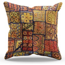 Moud's Çift Tarafı Baskılı Kilim Desenli Süet Kırlent Kılıfı