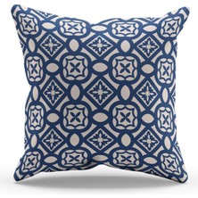 Moud's Çift Tarafı Baskılı Navy Vintage-1 Desenli Süet Kırlent Kılıfı