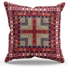 Moud's Çift Tarafı Baskılı Türkiye Kilim-1 Desenli Süet Kırlent Kılıfı
