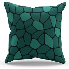 Moud's Çift Tarafı Baskılı Yeşil Taş-1 Desenli Süet Kırlent Kılıfı