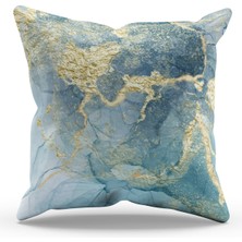 Moud's Çift Tarafı Baskılı Gold Marble-1 Desenli Süet Kırlent Kılıfı