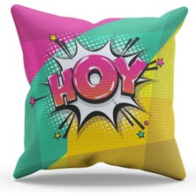 Moud's Çift Tarafı Baskılı Hoy Desenli Süet Kırlent Kılıfı