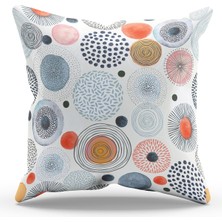 Moud's Çift Tarafı Baskılı Japanese Round Desenli Süet Kırlent Kılıfı