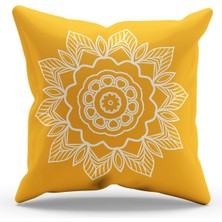 Moud's Çift Tarafı Baskılı Turuncu Mandala Line Desenli Süet Kırlent Kılıfı