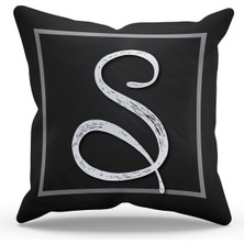 Moud's Çift Tarafı Baskılı S Harfi Desenli Süet Kırlent Kılıfı