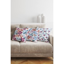 Moud's Çift Tarafı Baskılı Karanfil Serisi Desenli 3'lü Kombin Süet Kırlent Kılıfı - PLG159