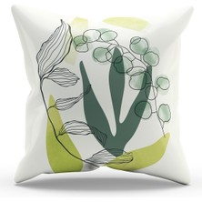 Moud's Çift Tarafı Baskılı Zeytin Dalı - 4 Desenli Süet Kırlent Kılıfı