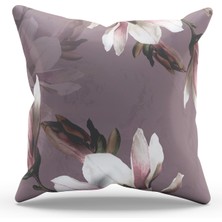 Moud's Çift Tarafı Baskılı Eski Çiçekler - 2 Desenli Süet Kırlent Kılıfı