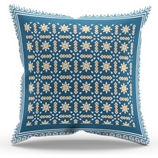 Moud's Çift Tarafı Baskılı Eski Perde - 3 Desenli Süet Kırlent Kılıfı