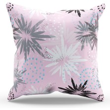 Moud's Çift Tarafı Baskılı Brush Flower-2 Desenli Süet Kırlent Kılıfı