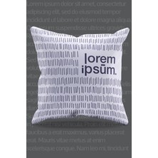 Moud's Çift Tarafı Baskılı Lorem Ipsum Desenli Süet Kırlent Kılıfı -PL925
