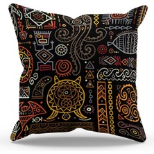 Moud's Çift Tarafı Baskılı Hitit Figür-3 Desenli Süet Kırlent Kılıfı