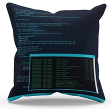 Moud's Çift Tarafı Baskılı Coder Screen Desenli Süet Kırlent Kılıfı