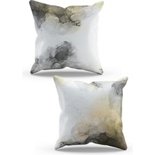 Moud's Çift Tarafı Baskılı Türkiye Mermer Desenli 2'li Kombin Süet Kırlent Kılıfı