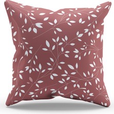 Moud's Çift Tarafı Baskılı Pembe Ağaç Dalları Desenli Süet Kırlent Kılıfı - PL1106