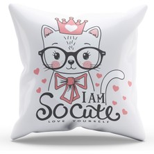 Moud's Çift Tarafı Baskılı So Cute Desenli Süet Kırlent Kılıfı