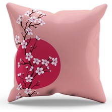Moud's Çift Tarafı Baskılı Blossom Japan - 1 Desenli Süet Kırlent Kılıfı