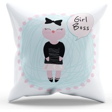 Moud's Çift Tarafı Baskılı Girl Power-3 Desenli Süet Kırlent Kılıfı