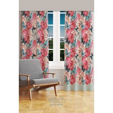 Moud's Classic Pattern 3 Desenli Süet Oturma Odası Salon Fon Perde Baskılı Ekstrafor Büzgü 2 Kanat PRD-1039
