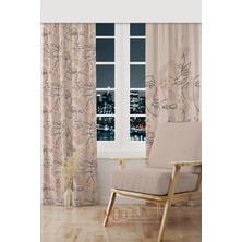 Moud's One Line Woman Desenli Süet Oturma Odası Salon Fon Perde Baskılı Ekstrafor Büzgü 2 Kanat PRD-1105