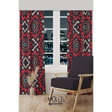 Moud's Mix 6 Desenli Süet Oturma Odası Salon Fon Perde Dijital Baskılı Ekstrafor Büzgü 2 Kanat PRD-1009