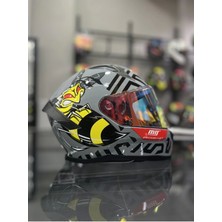 MTS Helmets Kapalı Full Face Kask Çift Renk Arı Desen XL Beden ile Güvenli Sürüş
