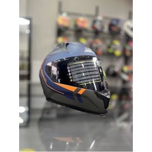 MTS Helmets Kapalı Full Face Kask Mavi Siyah Vizörlü