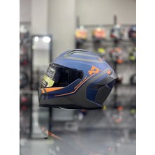 MTS Helmets Kapalı Full Face Kask Mavi Siyah Vizörlü