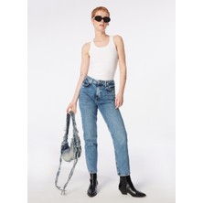 Lee Yüksek Bel Düz Paça Regular Fit Açık Bej Kadın Denim Pantolon L30U021851-CAROL Jean Pantolon