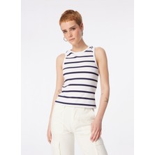 U.S. Polo Assn. Bisiklet Yaka Beyaz Kadın T-Shirt PEDA