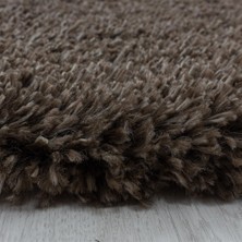 Carpettex Yuvarlak Halı Yumuşak Süpersoft Yüksek Tüylü 30 mm Hav Yüksekliğinde Düz Kahverengi Renkli Shaggy Halı
