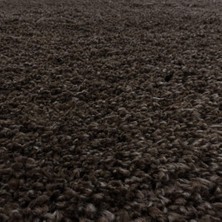 Carpettex Yuvarlak Halı Yumuşak Süpersoft Yüksek Tüylü 30 mm Hav Yüksekliğinde Düz Kahverengi Renkli Shaggy Halı