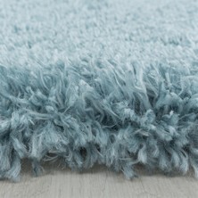 Carpettex Yuvarlak Halı Yumuşak Süpersoft Yüksek Tüylü 30 mm Hav Yüksekliğinde Düz Açık Mavi Renkli Shaggy Halı