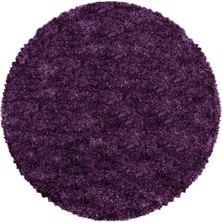 Carpettex Yuvarlak Halı Yumuşak Süpersoft Yüksek Tüylü 30 mm Hav Yüksekliğinde Düz Lila Renkli Shaggy Halı