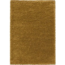 Carpettex Yumuşak Yüksek Havlı 30 mm Shaggy Salon Halısı Düz Gold Dore Altın Renkli