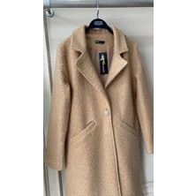 Rengamoda Kadın Tek Düğme Astarlı Teddy Kaşe Kaban Mont (Renkli)
