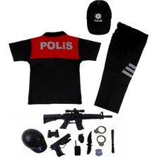 Liyavera Unisex Çocuk Polo Yaka Kırmızı Türk Yunus Polis Kostümü Yunus Polis Üniforması