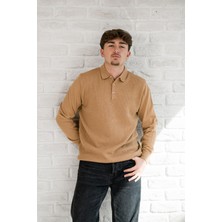 Sanfa San&fa Örgü Desen Düğmeli Polo Yaka Regular Fit Erkek Triko Kazak