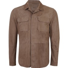 Desa Saverio Kahve Erkek Süet Deri Gömlek