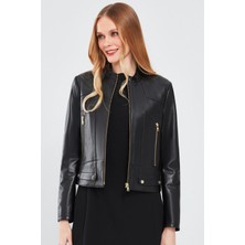 Derimod Sharon Kadın Siyah Deri Ceket