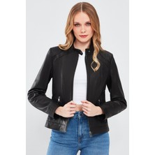 Derimod July Kadın Siyah Deri Ceket