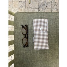 Sumicorn Design Pötikareli Yıkanabilir Keten Çıt Çıt Detaylı Gözlük Kılıfı Gözlük Çantası Kalemlik